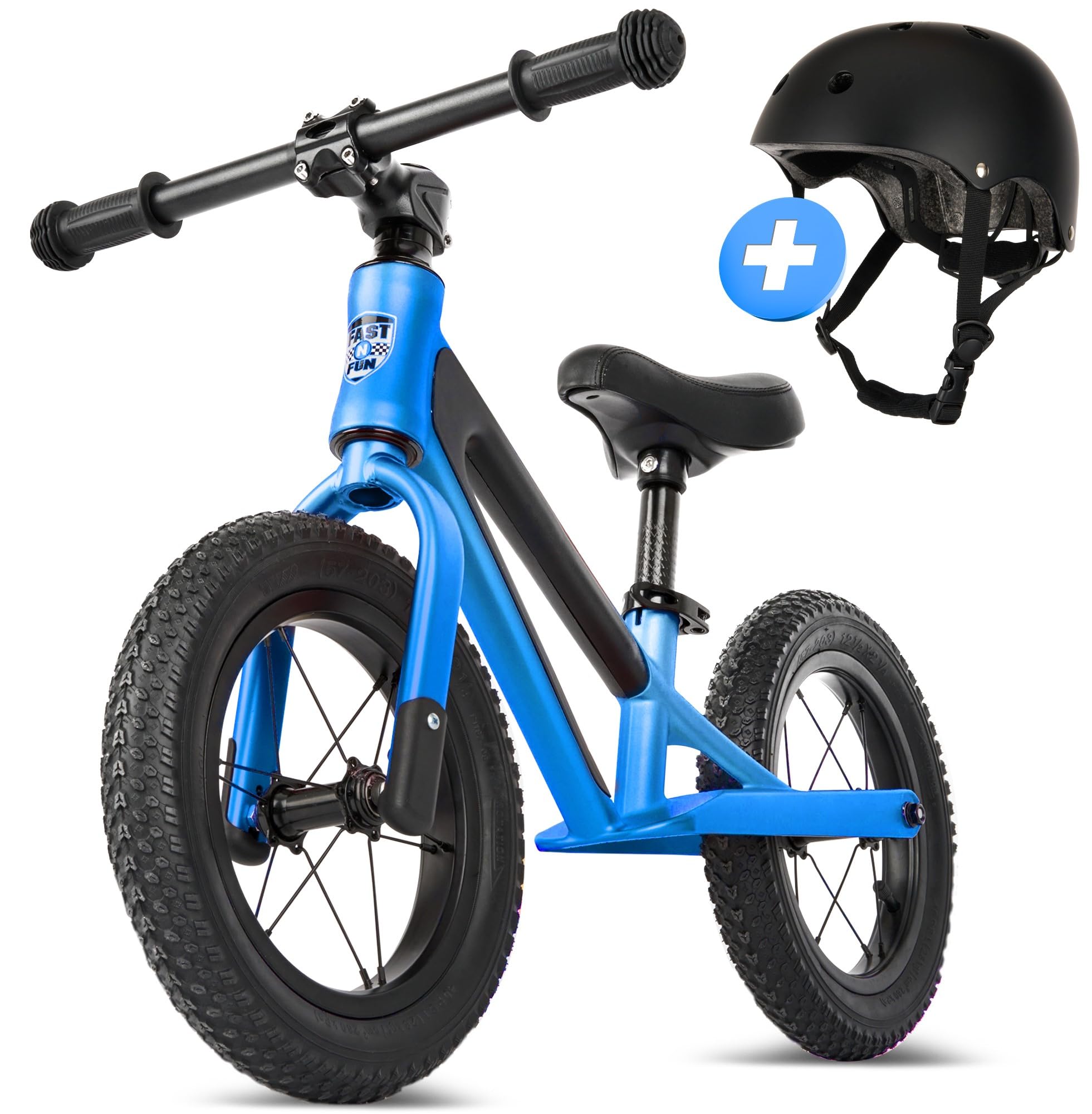 Laufrad ab 2 Jahre [mit Helm] Kinderfahrrad Laufräder | Balance Bike 12" Tragegriff Fußstütze ergonomischer Sitz [höhenverstellbar] Luftreifen Lauflernrad Outdoor Spielzeug Fahrrad Kinder