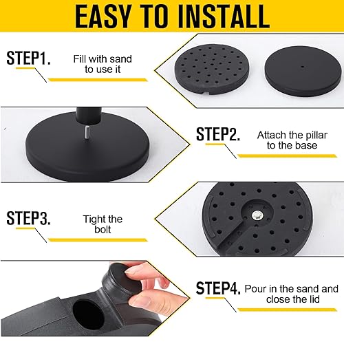 Miniatura 3 de Therwen Juego de 8 soportes de control de multitudes y soportes para letreros de poste de puntal, barrera de control de multitudes con cinturón