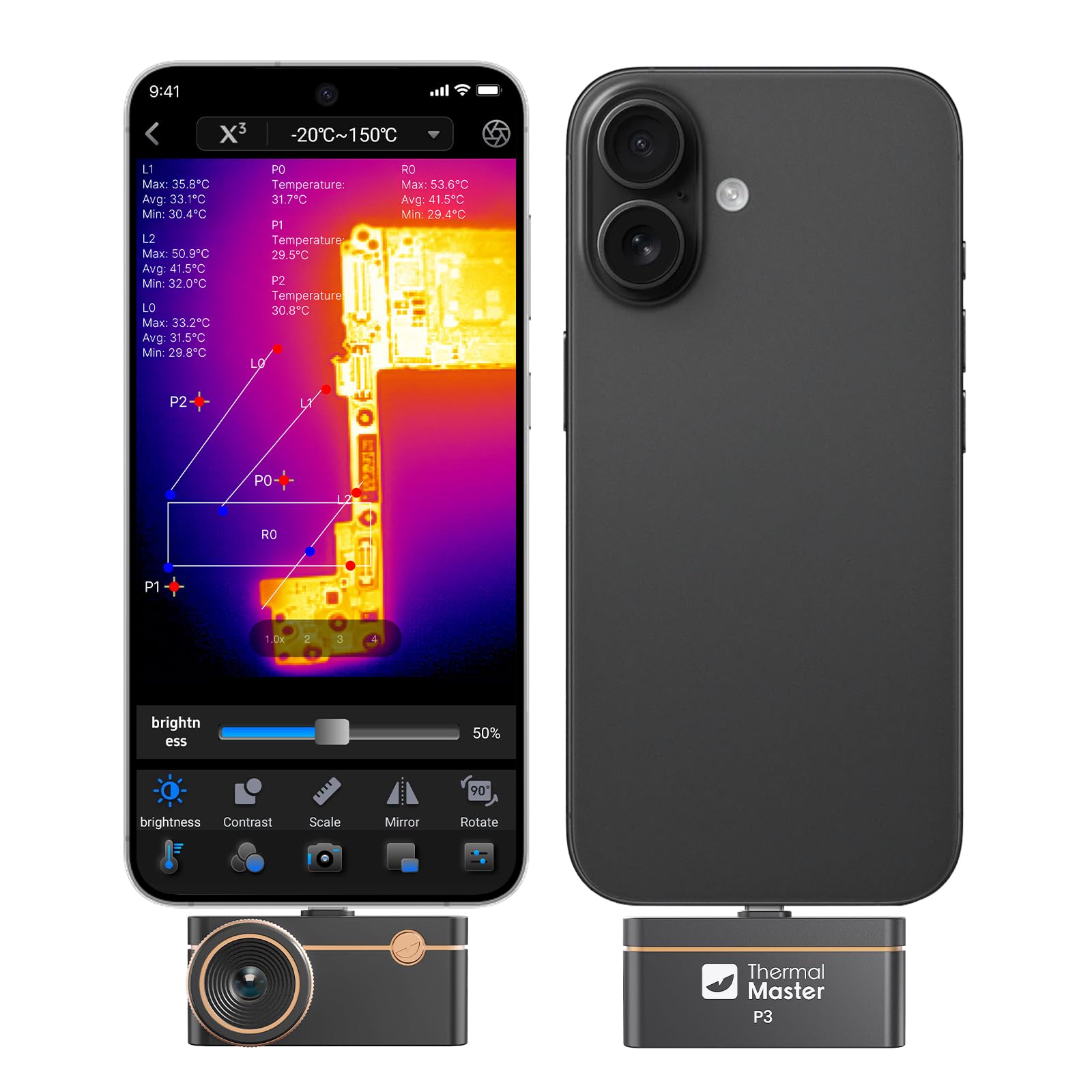 Thermal Imaging Camera Thermal Master P3 Infrared Camera for iPhone15/16 and Android Phones Thermal Camera with Manual Focus Lens X³ IR Resolution 512x384, Temp Range -20℃-600℃ 15x Digital Zoom-image-10
