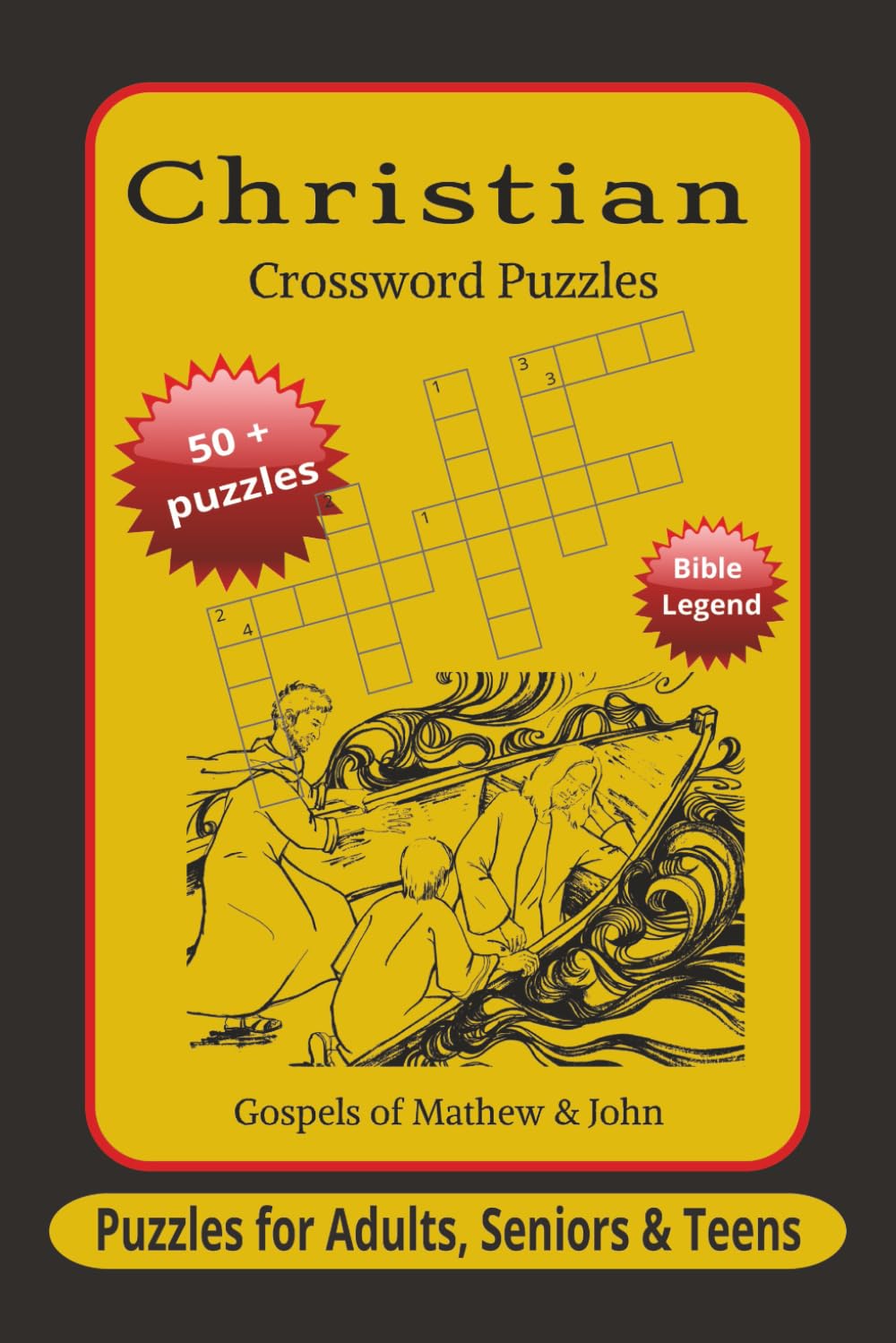 Christian Crosswords: Crossword Puzzles with Easy to Read Print about Bible, Disciples and scripture faith, large print and scripture -inspire ... | 50+ Puzzles gifts,vacation and relaxation.