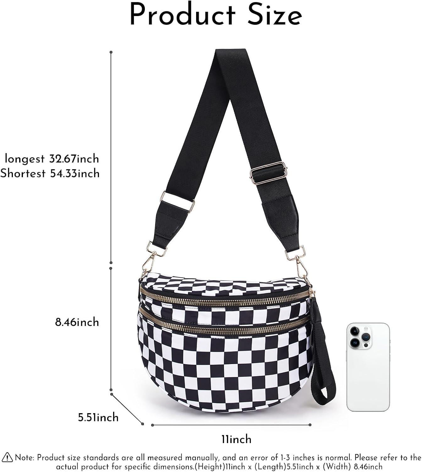 Checkered Crossbody Bag for Women, Spacious Nylon Crossbody Bag Bum Bag Handbags Wallets Purses Trendy Shoulder Bag