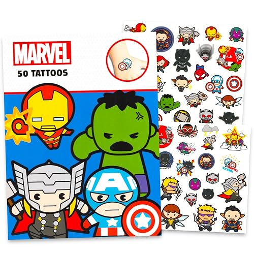 Miniatura 4 de Juego de recuerdos de fiesta de superhéroes – 150 tatuajes temporales de superhéroes con Marvel Avengers, Spiderman y Teenage Mutant Ninja Turtles