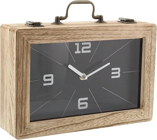 Miniatura 1 de Deco 79 Reloj decorativo de madera con repisa, reloj de mesa de 12 x 3 x 8 pulgadas, color negro
