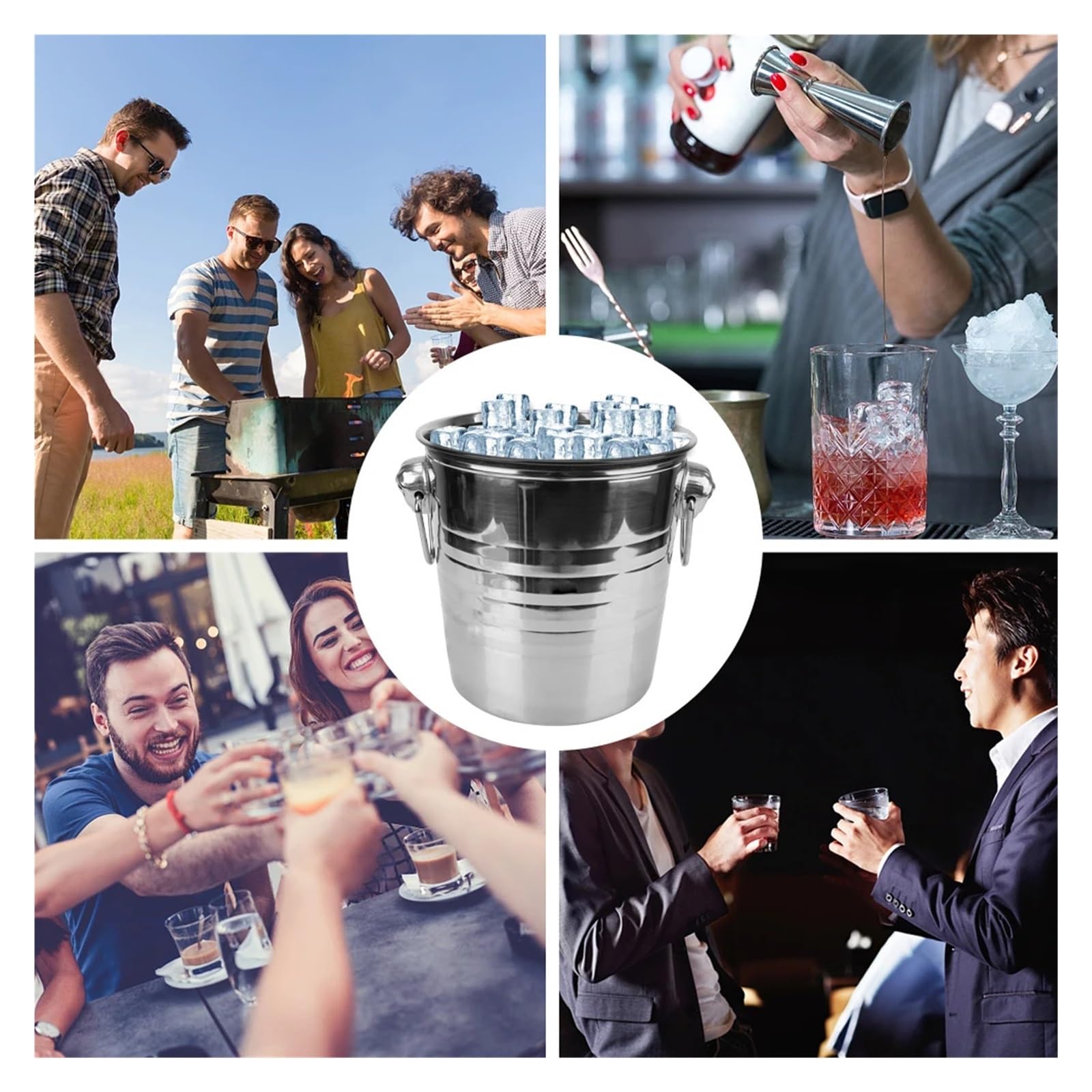 Secchiello refrigerante for Vino e Birra da 5 Litri in Acciaio Inox for cubetti di Ghiaccio for Bar KTV, Cucina, Feste, Bar, Champagne, Vino e Birra per Feste ed Eventi