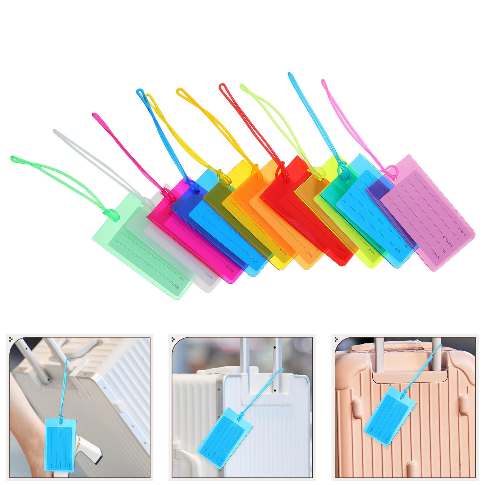 COHEALI 100 Pezzi Etichetta per Valigia in Pvc Colorata Riutilizzabile con Inserto Personalizzabile, Targhetta Resistente per Viaggi e Controllo Bagagli in Aeroporto