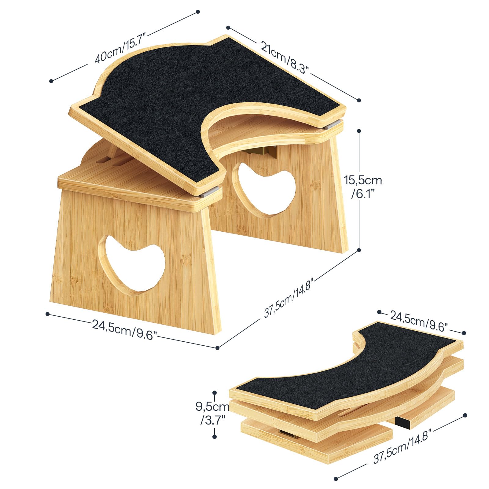 HOOBRO Taburete Plegable de Bambú para Inodoro, Taburete Fisiológico para Baño, Antideslizante, sin Necesidad de Montaje, Color Bambú Natural y Negro EYL03FP01