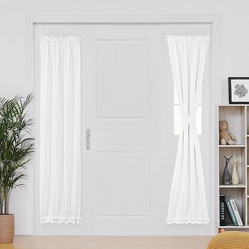 Miniatura 195 de Deconovo Cortina opaca de Navidad para puertas de vidrio y luces laterales, panel de privacidad con aislamiento térmico con doble bolsillo para