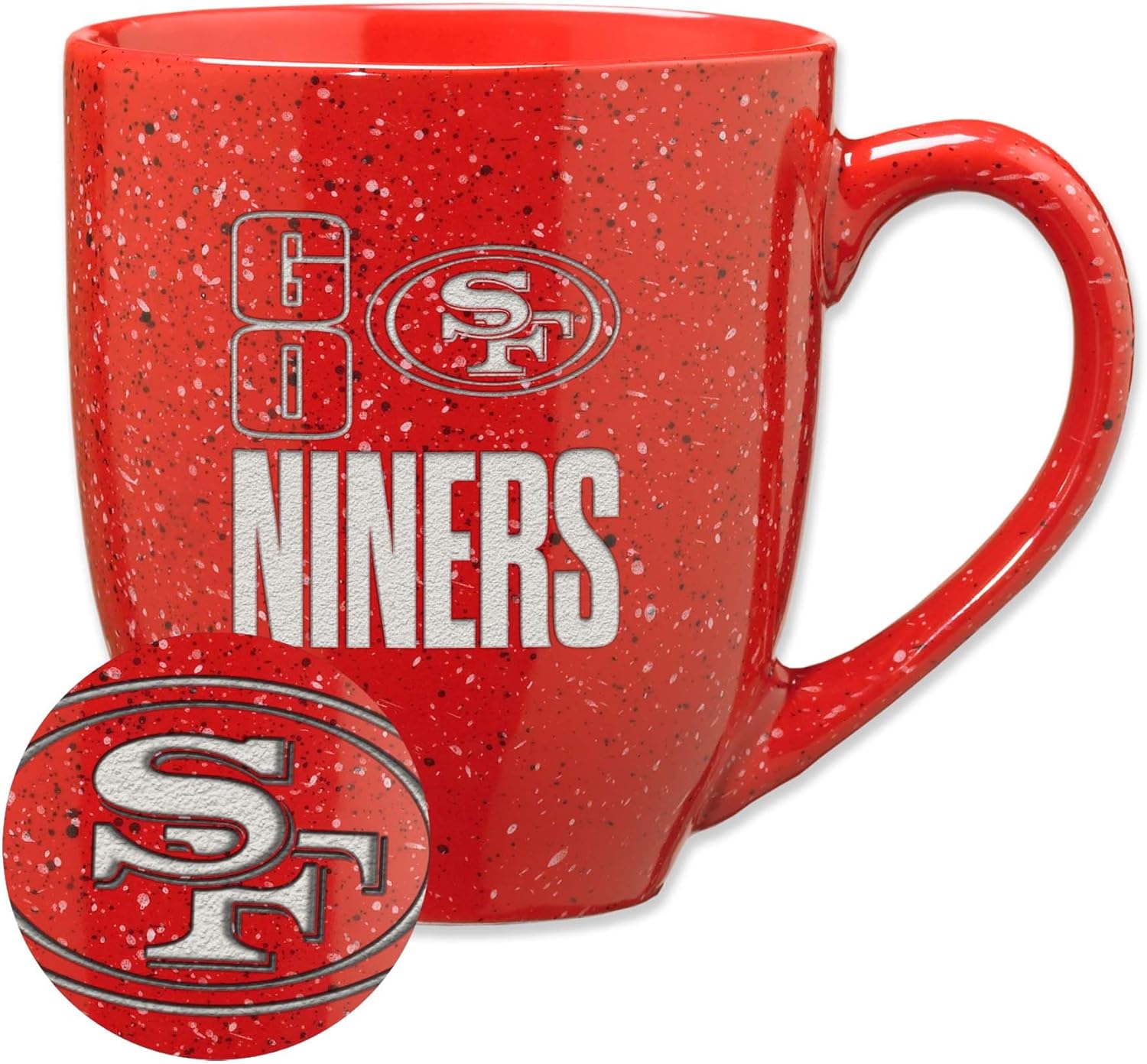 Rico Industries NFL Football Team Slogans and Chants 16 oz Team Color Laser Engraved Speckled Ceramic Coffee Mug