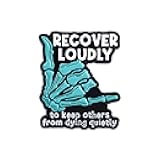 Funny Sober Skeleton Hand Enamel Pin, Sarcastic Sobriety Recovery Brooches, Cute Sober Cartoon Lapel Pin, Recover Loudly To Keep Others From Dying Quietly Brooch, Funny Sobriety 12 Steps Pinback Button, Sober Lady Gift For Bags Jackets
