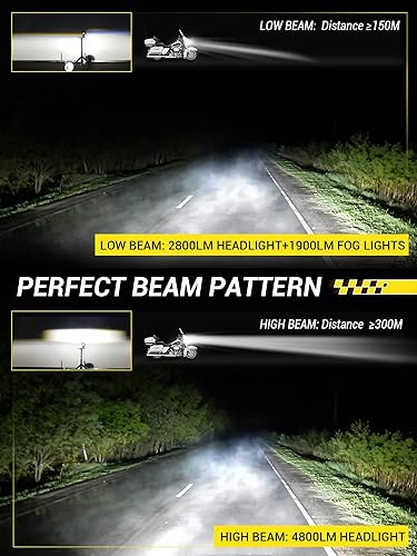 Miniatura 3 de Faro delantero LED de 7 pulgadas para motocicleta, kit de luz antiniebla de 4.5 pulgadas con anillo, para motos de turismo Street Glide Road King