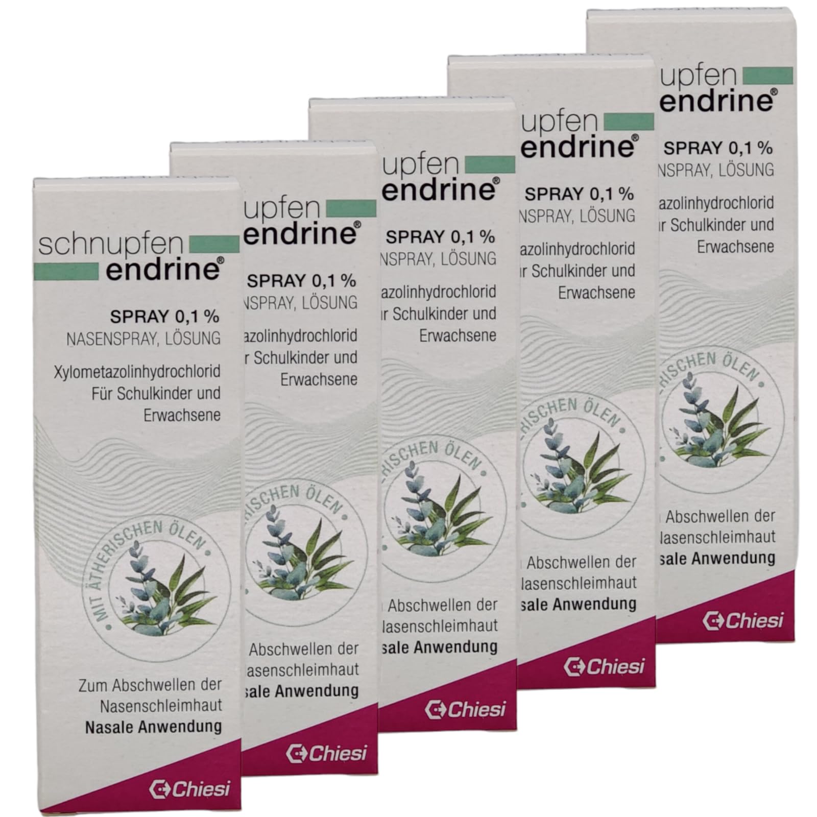 SCHNUPFEN ENDRINE Spray 0,1% bei verstopfter Nase I schnelle Wirkung I erfrischend mit Eukalyptusöl I für Erwachsene und Schulkinder I mit Pharma Perle give-away (Spray 5x 10ml)