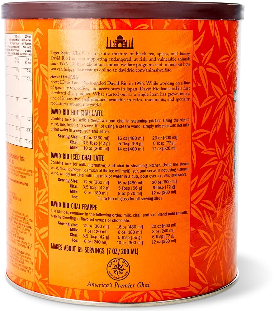David Rio Tiger Spice Chai Tea, 4lb. (1814g) bolsa by David Rio