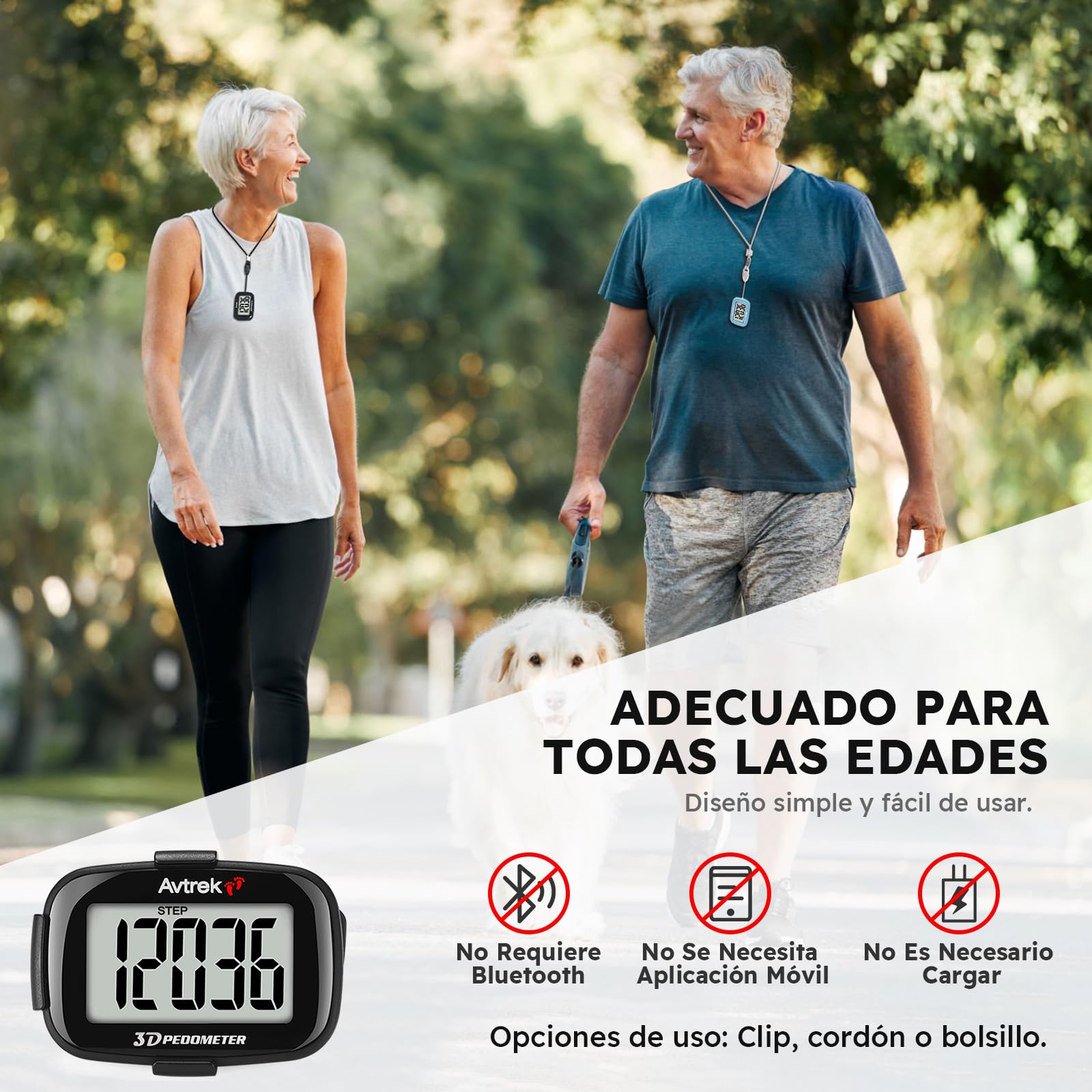 AVTREK Podomètre 3D Mini podomètre sans application sans Bluetooth pour marcher ou courir activités de randonnée en plein air