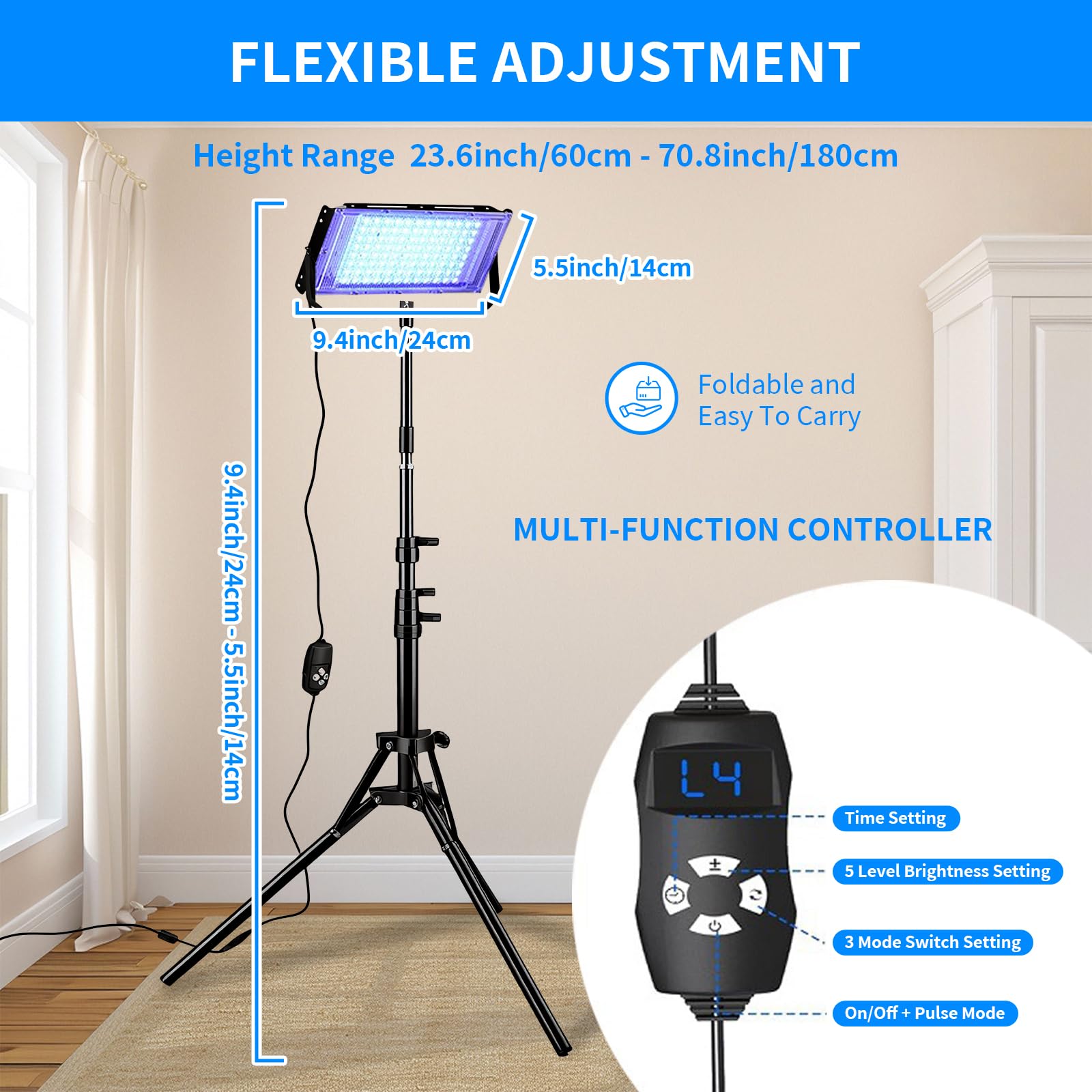 Tragbares Solarium für Zuhause – Bräunungslampe für Gesicht und Körper mit Timer, 31×31 cm