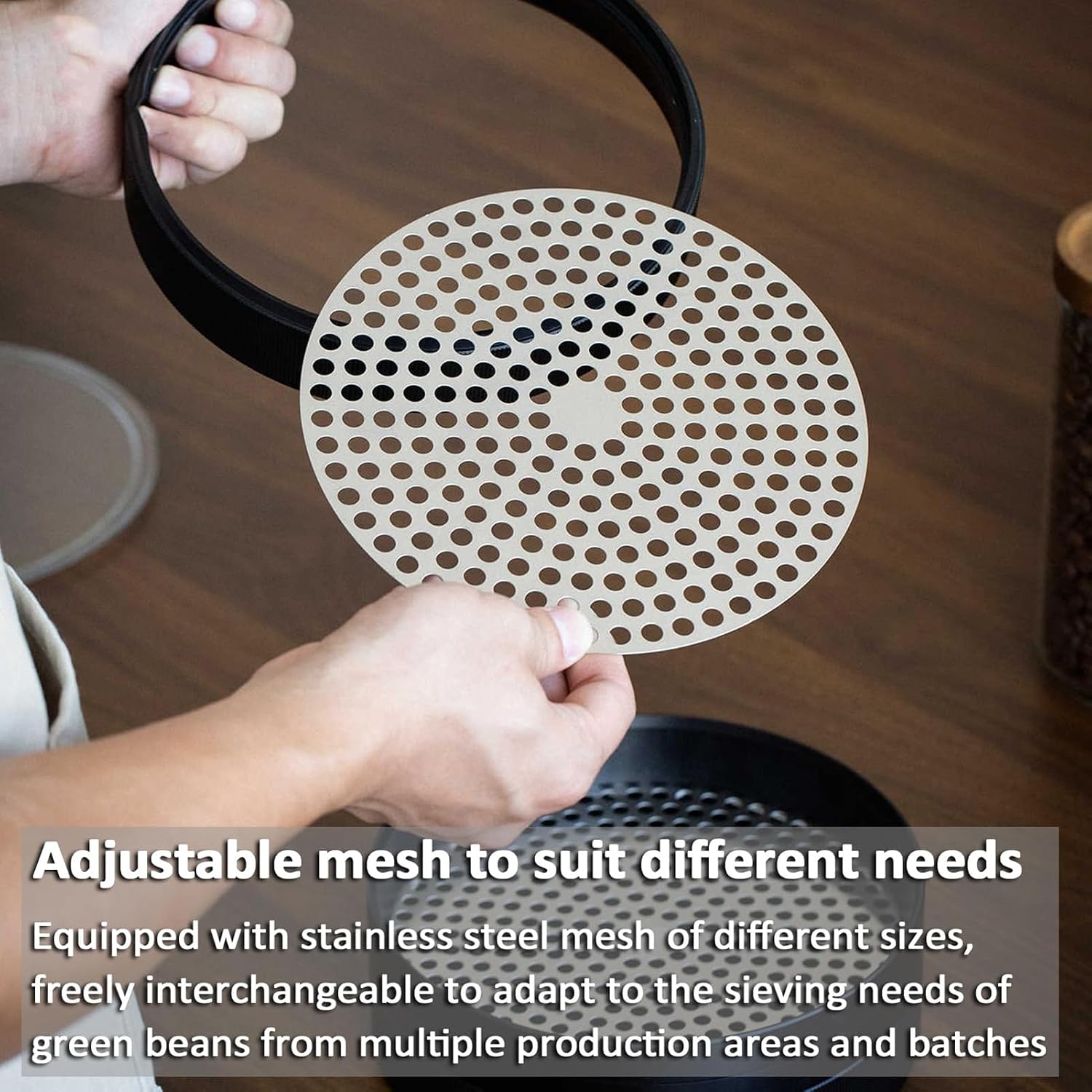 Double-layer Coffee Bean Grading Sieve, Adjustable Beans Sieves Sieve Design with 2 Stainless Steel Sieves,4 * 8” Round Sifter,for Coffee Bean Sieving