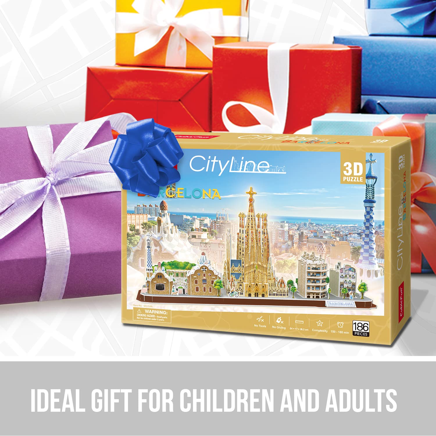 Puzzle 3D - Barcelona Cityline | Puzzle 3D Niños Y Adultos | Maquetas para Montar Y Construir | Puzzles 3D | Maquetas para Construir Adultos Y Niños | 186 Piezas | Regalo Niño 8 Años