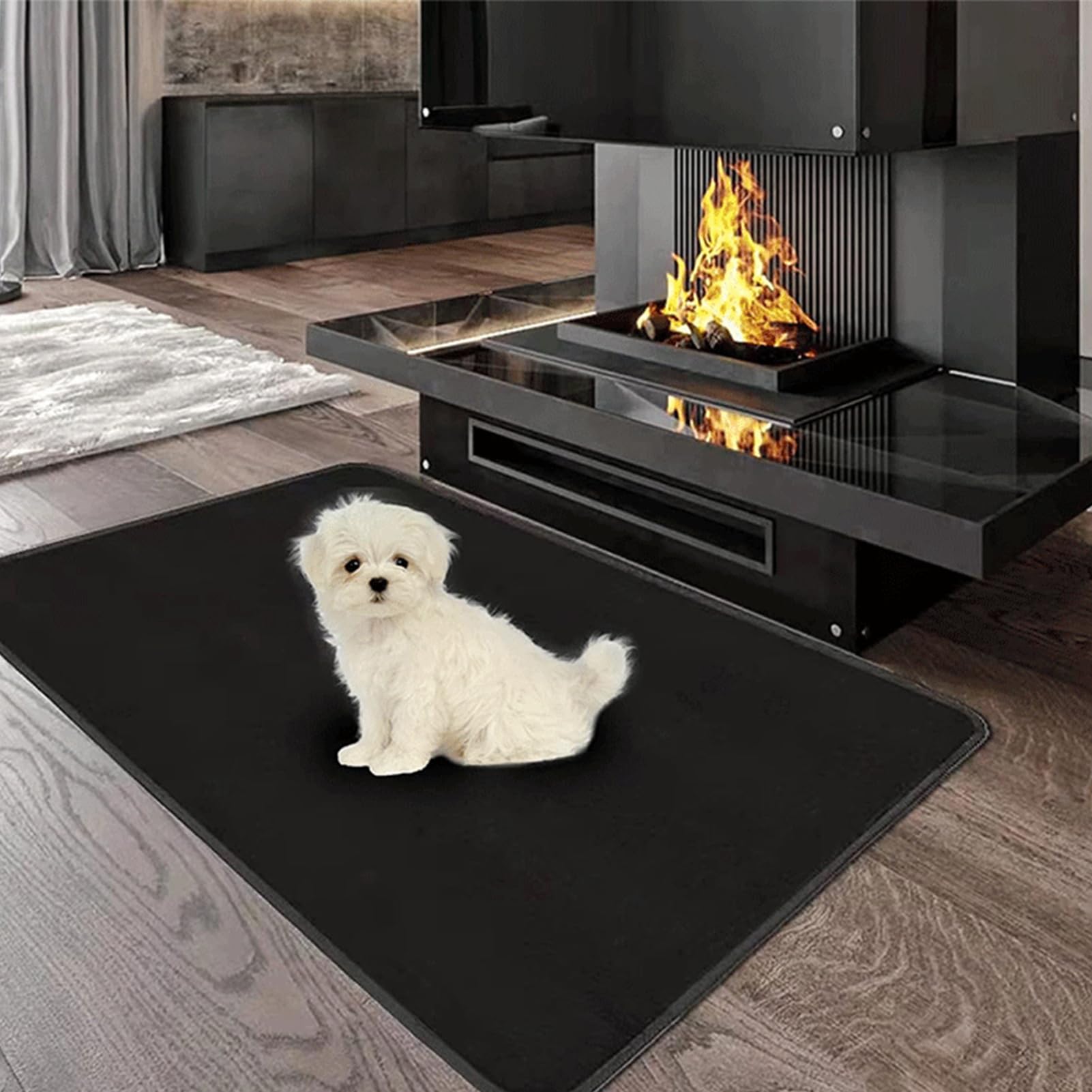 Hearth Tapis de cheminée ignifuge, 90 x 150 cm, support ignifuge, pour barbecue au charbon de bois, protection du sol, protège le sol des étincelles et des braises