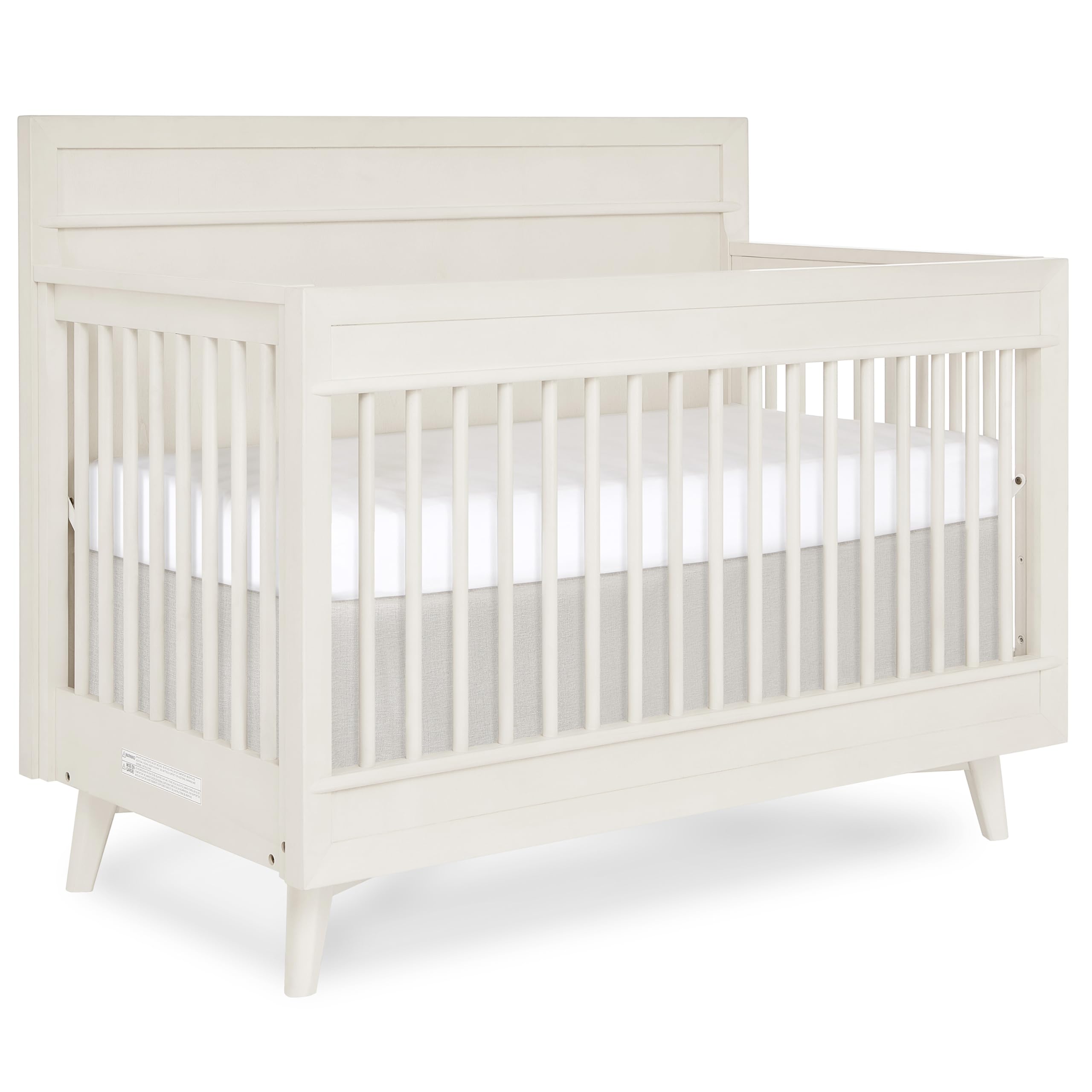 Evolur Loft Antilia Mid-Century 4-in-1 Convertible Crib in White & Natural, GREENGUARD Gold Certified, Converts to Toddler Bed, Daybed & Full Bed, Fits Standard Crib Mattress, Adjustable Mattress Base