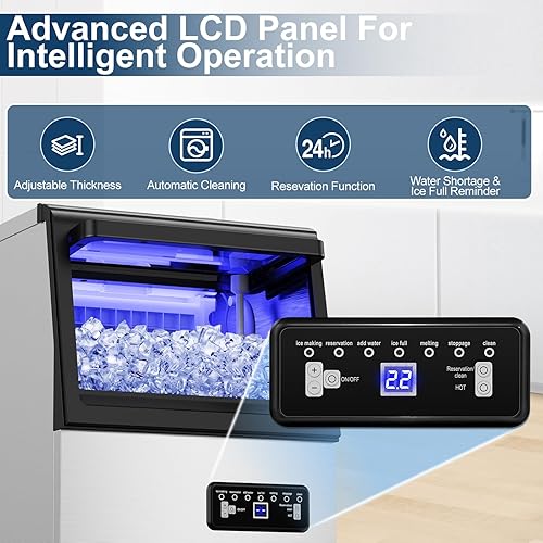 Vista 89 de Nugget Ice Makers - Máquina de hielo de pellets masticables suaves con función de limpieza automática, modo de mezcla de hielo/agua/agua helada, 50