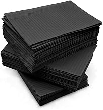 JZK 60x Disposable Absorbent Impermeable Paper Mats 45x33 cm Tattoo Mats Dental Bibs Beauty Salon Trolley Cart Tray Liners Nail Tech Desk Protectors Covers for Salon, Studio & Clinic, Black