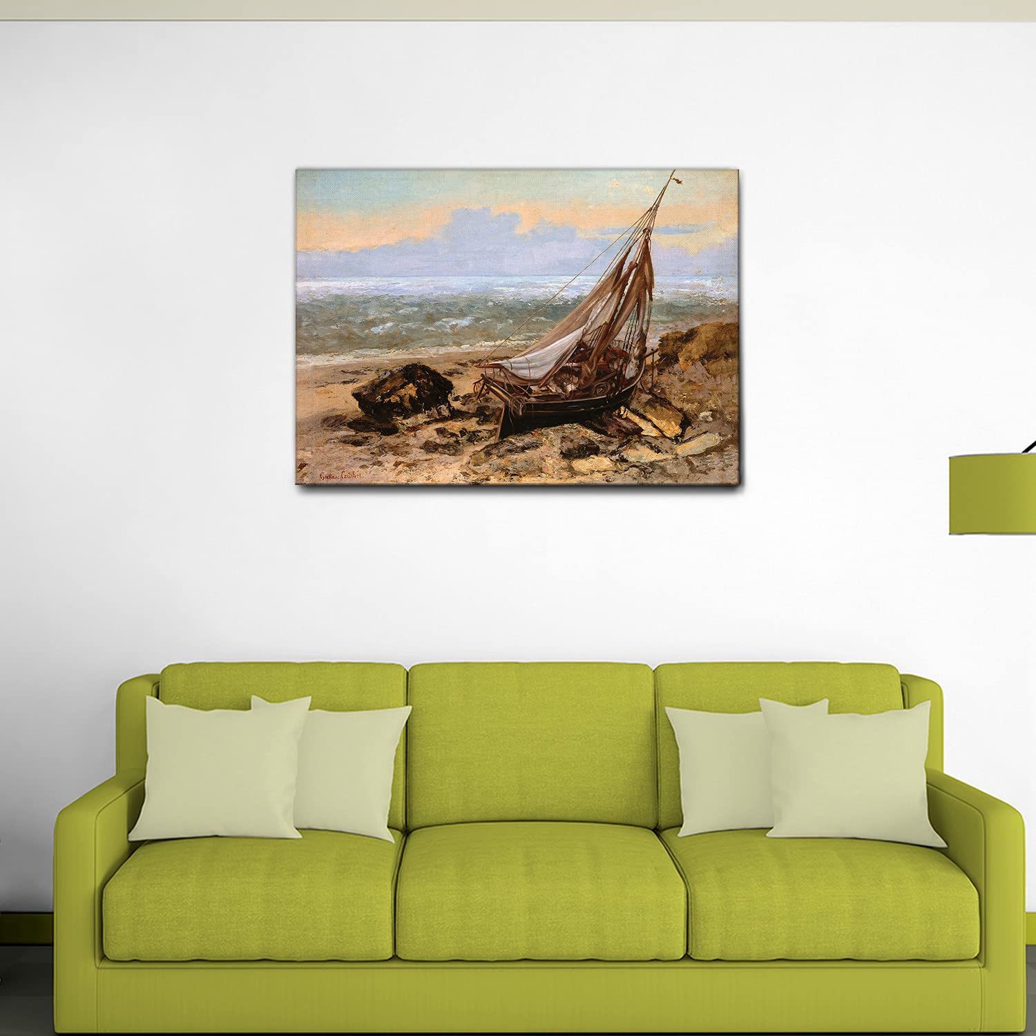 Giallobus - Quadro - Gustave Courbet - La barca da pesca - Tela canvas - 100x70 - Pronto da appendere - Quadri moderni per la casa