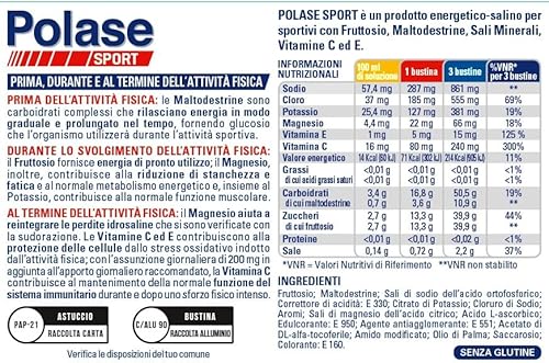 Polase Sport, Magnesio e Potassio Integratore Alimentare, Prima, Dopo,Durante l'Attività Fisica, con Vitamina C,Sali Minerali e Maltodestrine, Energetico Salino, Gusto Arancia,Maxi formato 30 Bustine - Immagine 5