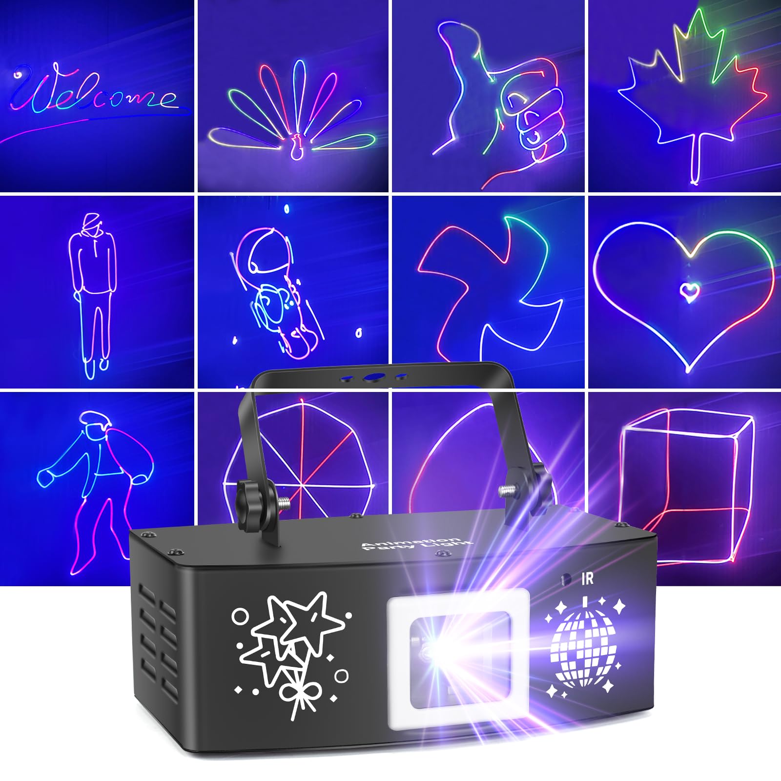 Luce da discoteca, animazione 3D RGB, DMX 512 con telecomando, musica, suono attivato, DJ, per feste, Halloween, compleanno, bar, KTV