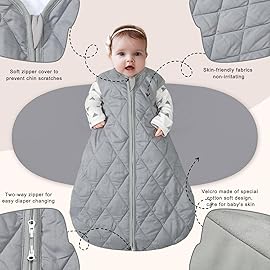BSTOPPT Newborn Sleep Sack Baby Swaddle,3-Way Adjustable Wearable Blanket,Swaddling Sleeping Bag,TOG 2.5 (Gray, 6-12 Months)