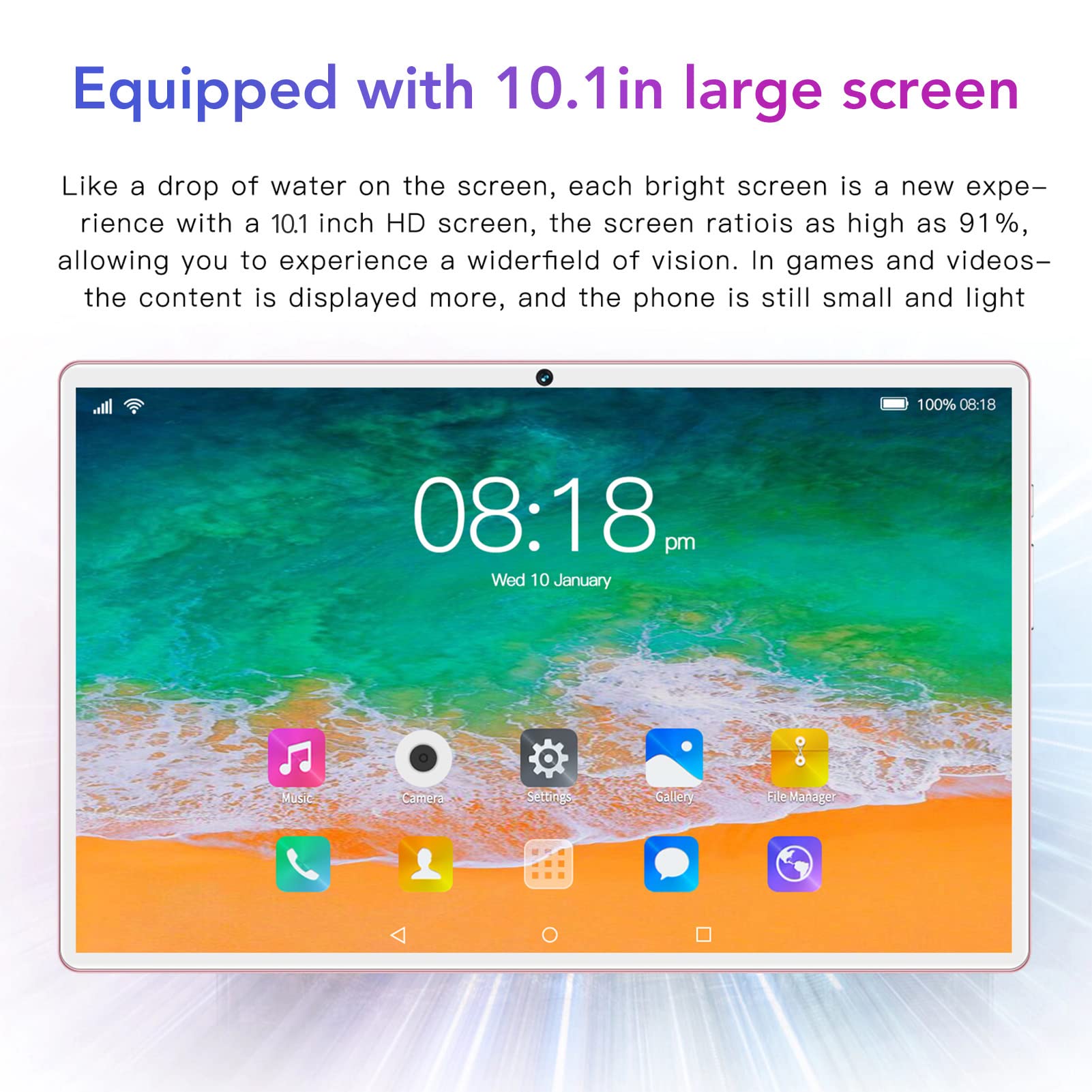 Septpenta Tablet PC 10.1, 6 GB di Memoria e 128 GB di Memoria, Processore CPU 10 Core, Display IPS con Risoluzione Ad Alta Definizione 1960 X 1080, Tablet Wi Fi 5G(Unione Europea)