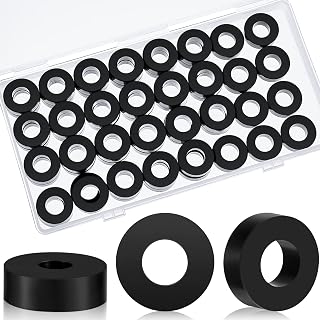 Multi Purpose Thick Neoprene Rubber Washers 3/4" OD x 3/8" ID x 1/4" Thickness Anti Vibration Neoprene Rubber Spacer Black Round Rubber Bushing for Home and Car Accessories (50 Pack)