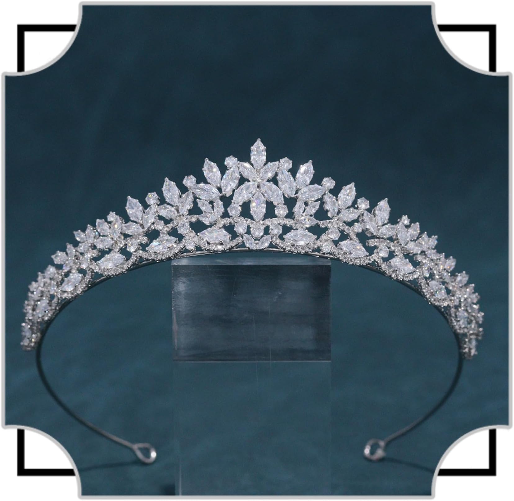 Silver CZ Wedding Tiaras for Brides Floral Princess Crowns for Women Cubic Zirconia Bridal Headband Girls Sweet 16 Crown Birthday Hair Accessories