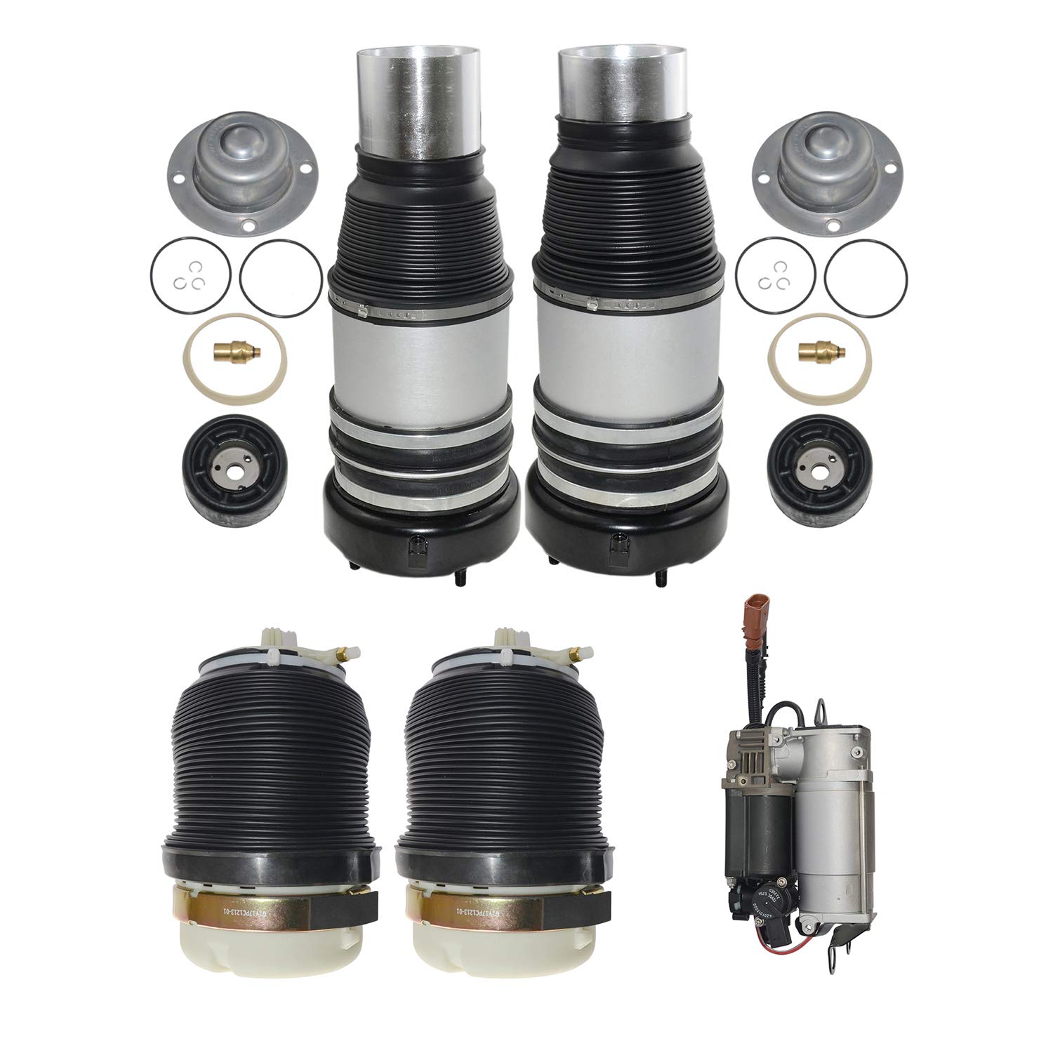 2x Posteriore+2x Anteriore Sospensione Pneumatica Sospensione Pneumatica A Puntone+ Compressore Compatibile Con A6 4F2 C6 4F0616001J 4F0616001