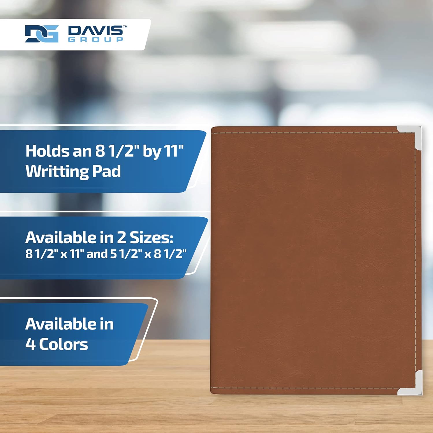 Executive Notebook Portfolio, VIP Faux-Leather Padfolio for Women and Men, Includes 8.5-by-11-Inch Writing Pad, Tan