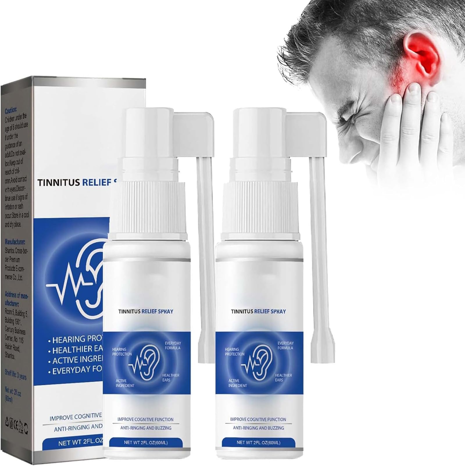 OTBK Tinnidrop Tinnitus Relief Spray Tinnitus Relief for Ringing Ears Tinnitus Relief Device Earwax Cleaning Care Spray for