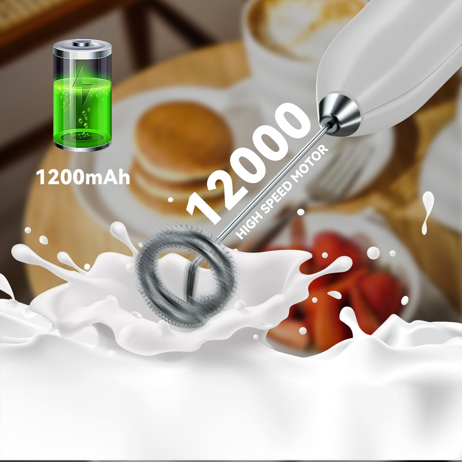 Hand Melkopschuimer - Handheld Elektrische Opschuimer, Elektrische Mixer, Keuken Gadgetsvoor Melkkoffie, Lattes, Cappuccino, Frappe, Matcha, Warme Chocolademelk