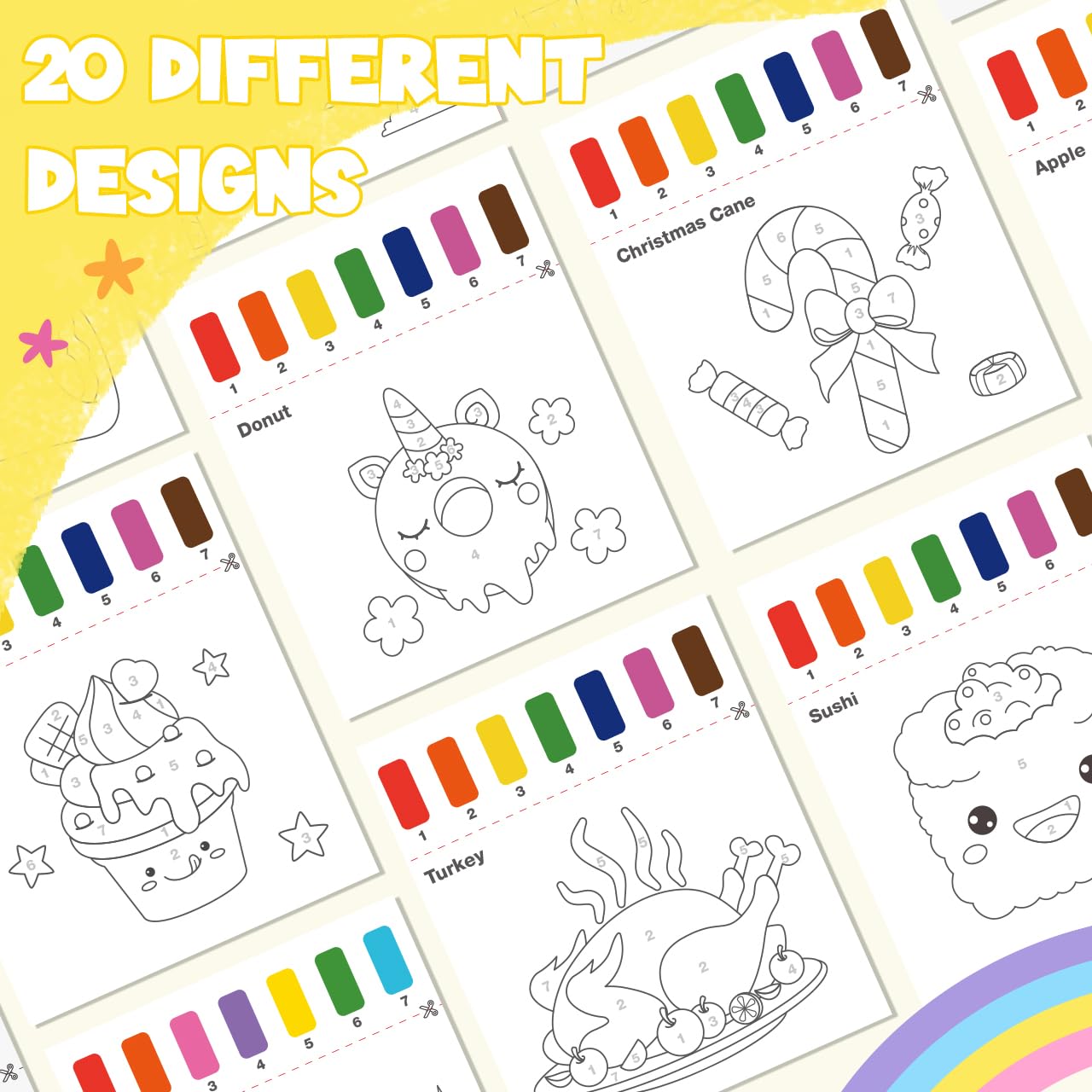 ZMLM Dipingi con Libro da Colorare ad Acqua per Bambini Piccoli, Libro di Pittura ad Acquerello con Pennello, Libro Magico da Colorare Acqua per Bambini 3 4 5 6 7 8 Anni - Food