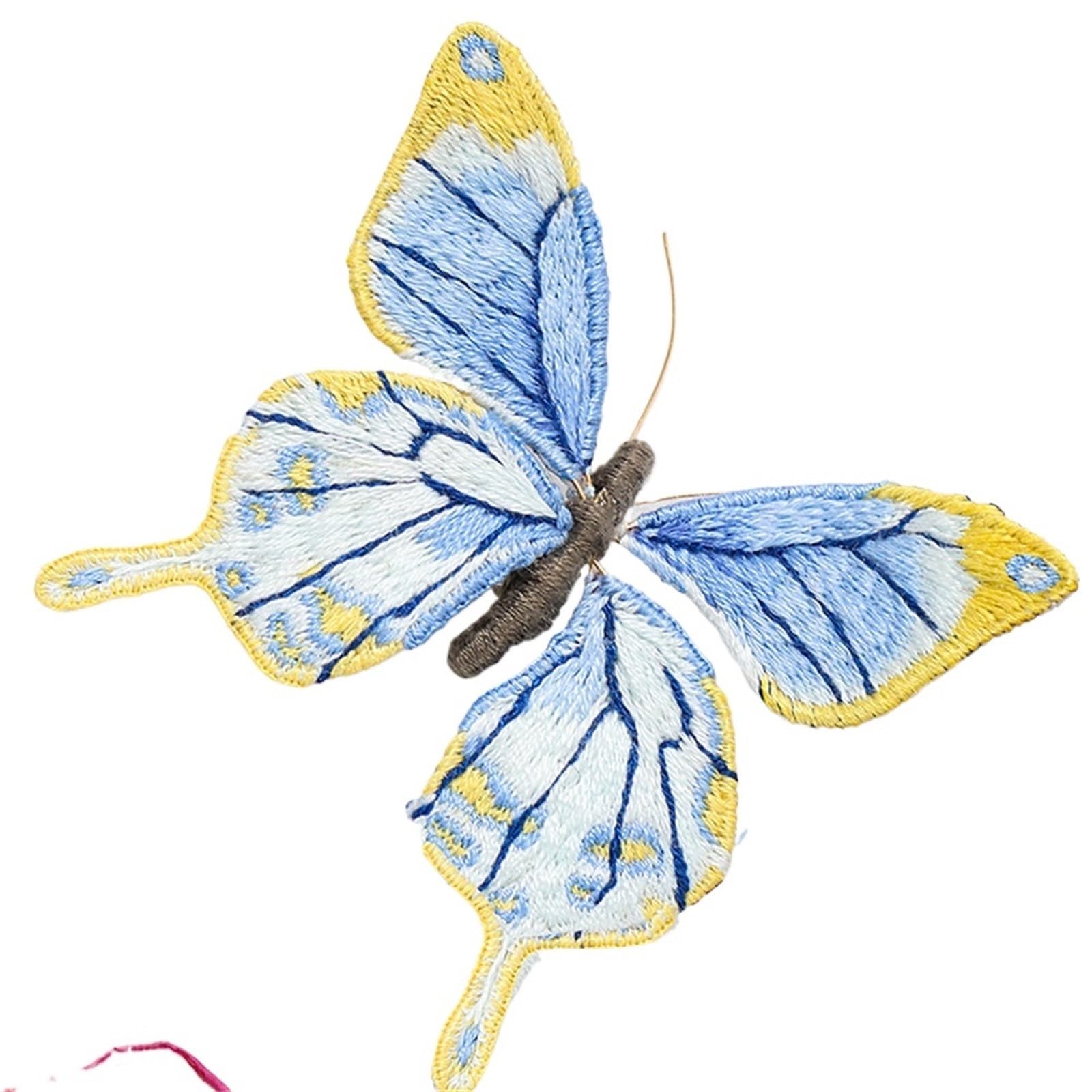 LKLNKVL embroidery, Embroidery Kit， Beginner Butterfly Kits with Hoop DIY Hand Brooch Kit(Embroidery Kit L)