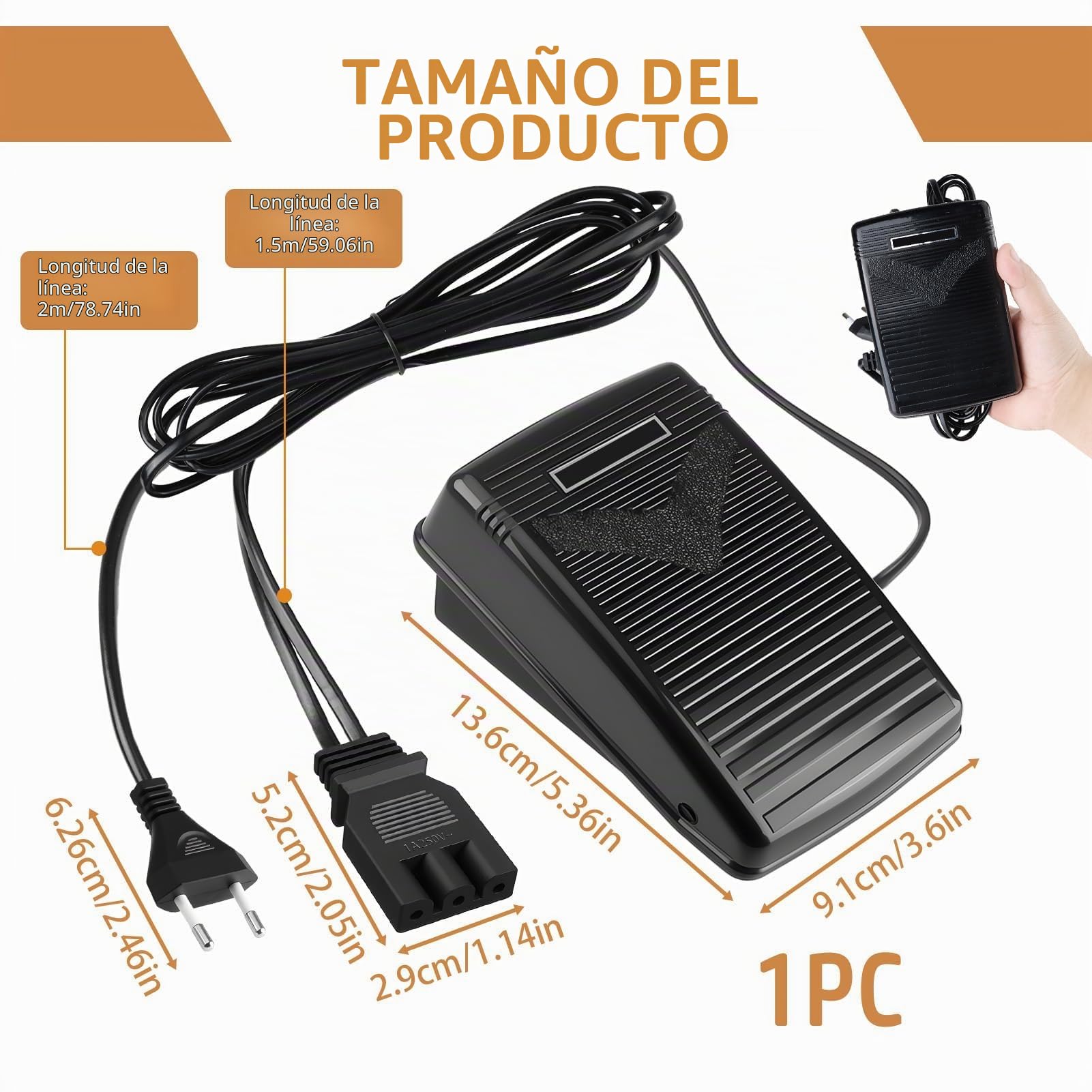 Pedal de máquina de Coser, Pedales para Máquinas de Coser Electrónicas 220-240V con Cable de alimentación, Control electrónico Universal para Singer, Simplicity(Prise EU) | con Cable de alimentación, Control electrónico Universal para Singer, Simplicity(P