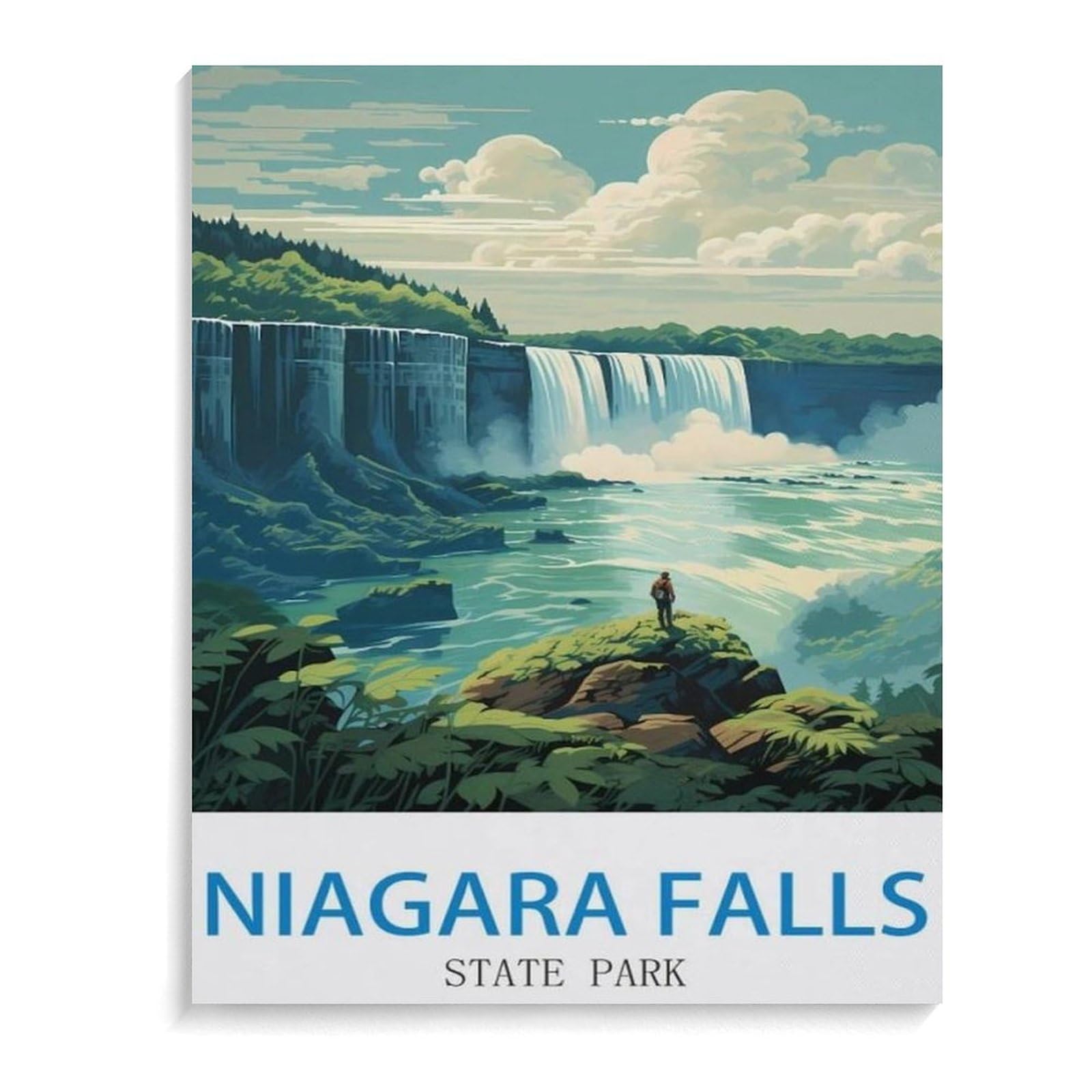 Jigsaw Puzzle 1000 Pieces for Adults,Vintage Travel Poster Niagara Falls State Park,Kids Teens Large Families Puzzle Game(50x70cm)-B79 — image 1