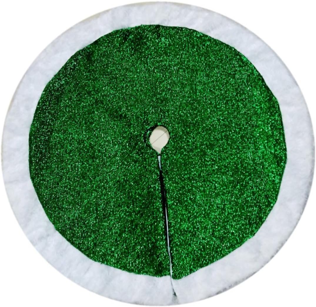 Christmas Tree Skirt Mat for Home Party Green White