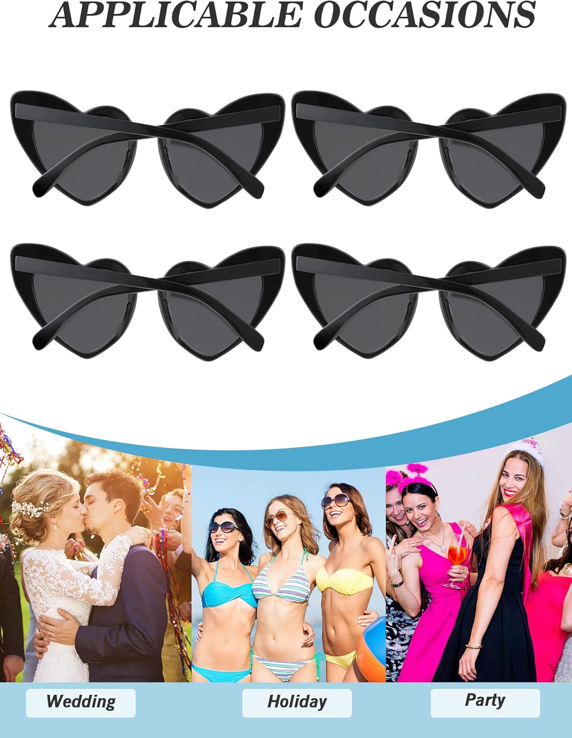Flutesan 24 Retro Heart Sunglasses Vintage Cat Eye Heart Glasses Women Bachelorette Bride Sunglasses Bulk for Women