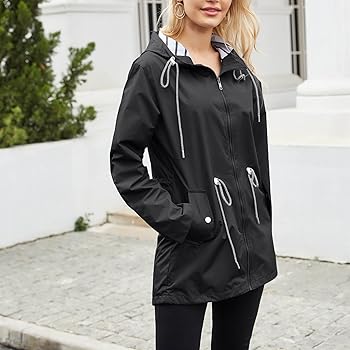 Amazon.com: Womens Long Rain Jacket Lightweight Waterproof