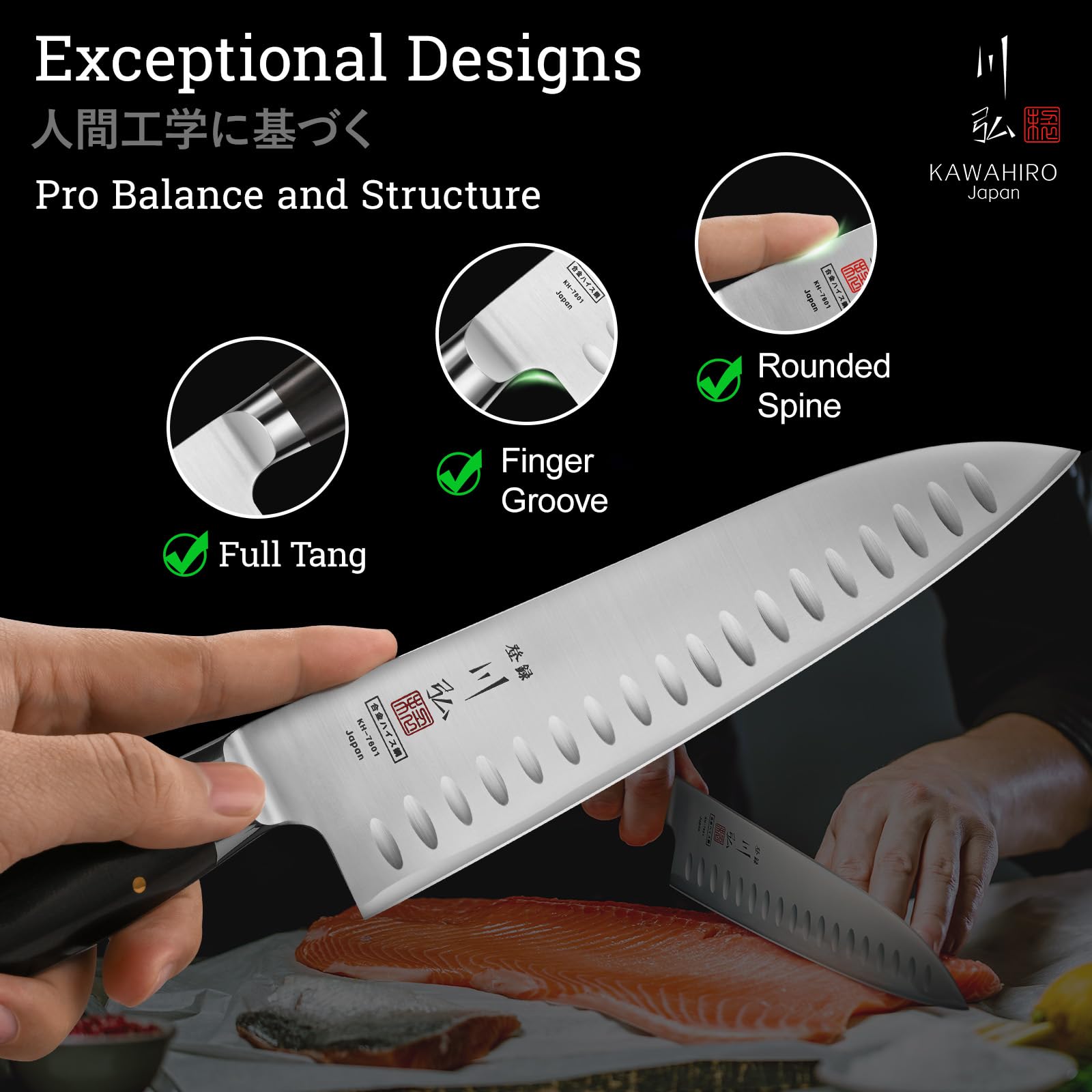 KAWAHIRO 9.5" Japanese Chef Knife, Handcrafted Kitchen Knife — Amazon image 6
