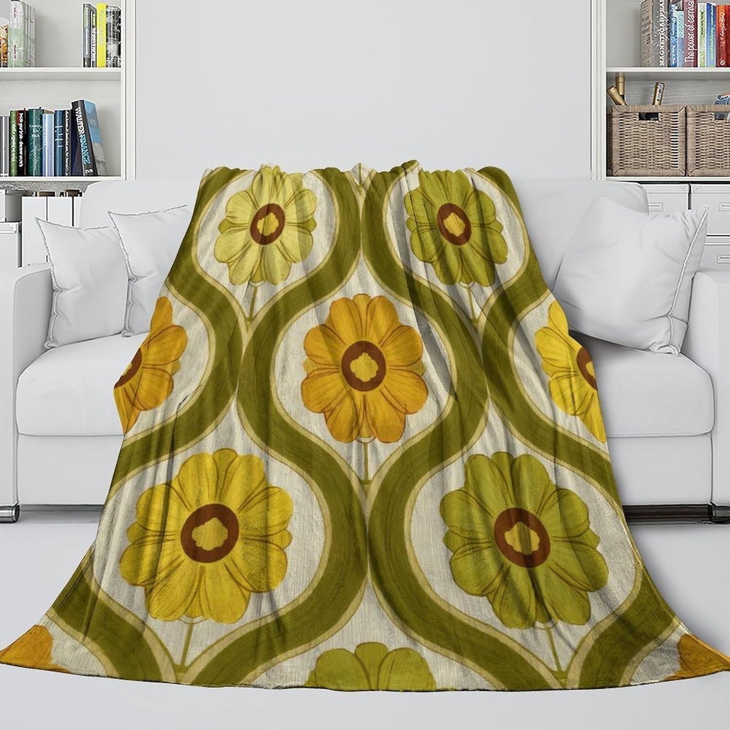 Koc dla szczeniaka w polu kwiatów śliczne zwierzęta koc polarowy flanelowy mikrofibra 180 x 220 cm, lekki, miękki, ciepły i wygodny, odpowiedni do sypialni i salonu