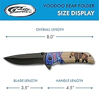 Vista 3 de SZCO Supplies Cuchillo plegable al aire libre de 8 "Bear Printed Assisted Open Liner Lock EDC para exteriores, marrón