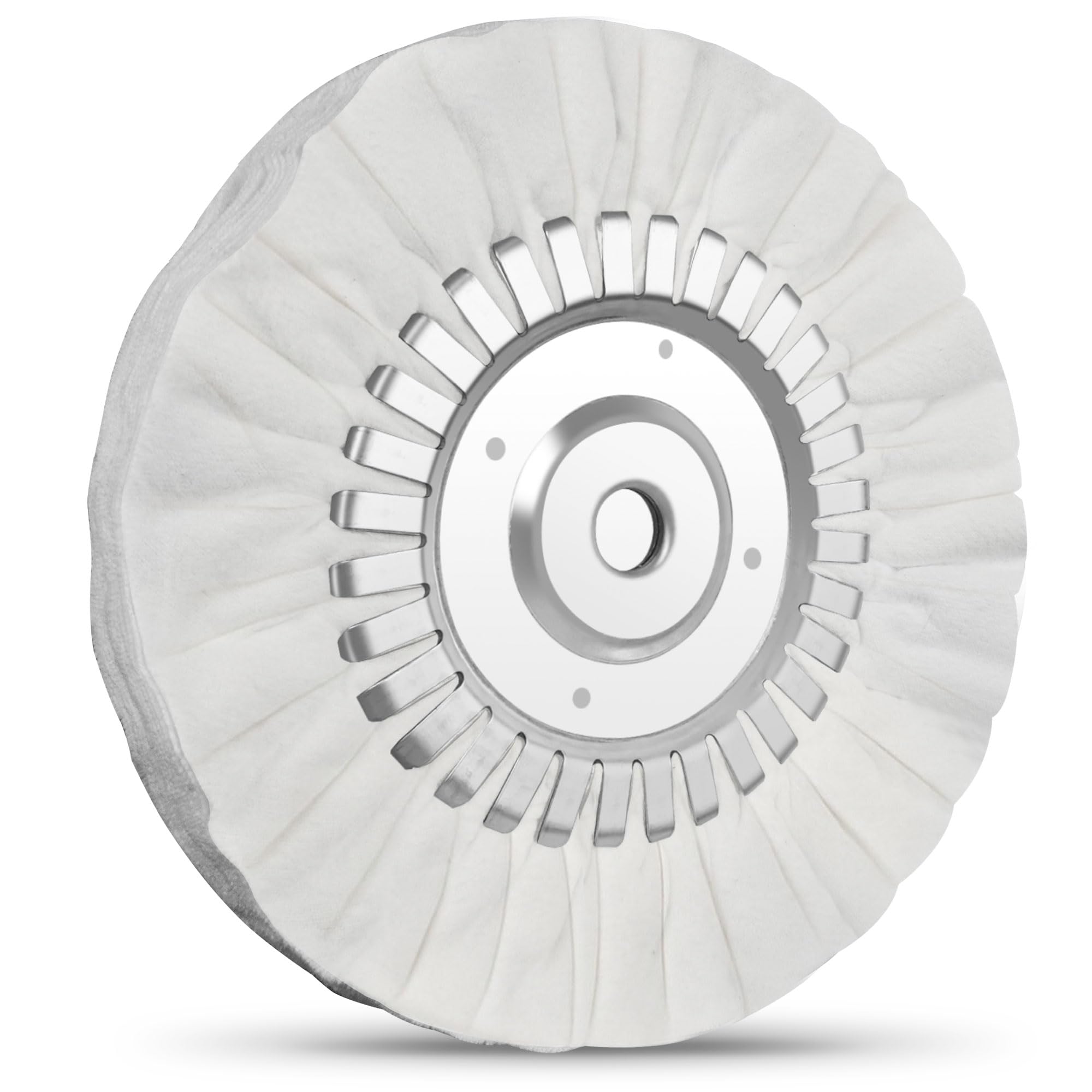 8" Fine White Airway Buffing Wheel with 5/8" Arbor Flange-Free Hub, Flange-Free, Cotton Polishing Wheel for Aluminum Truck Wheels, Rims, Chrome, Stainless Steel – Final Mirror Finish