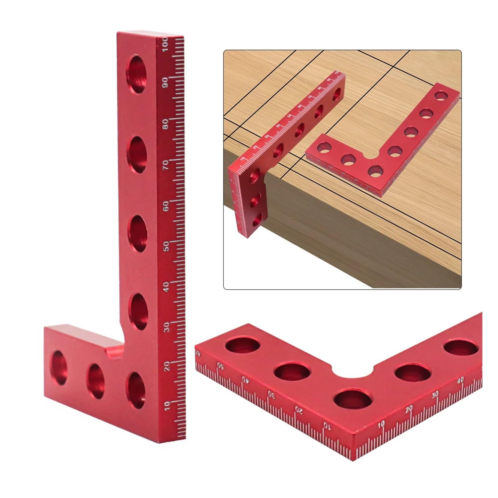 Set Square Righello Quadrato in Lega di Alluminio Calibro di Altezza metrico Squadra a L a 90 Gradi Strumento di misurazione per la Lavorazione del Legno Righello di Linea angolare