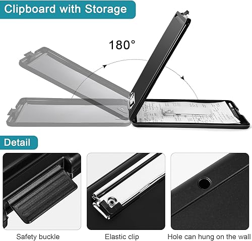 Miniatura 3 de Portapapeles con almacenamiento de plástico, portapapeles de enfermería, portapapeles de almacenamiento, portapapeles plegable con compartimento de