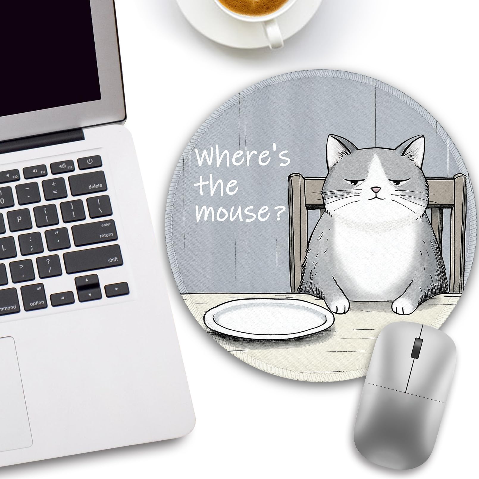 Divertente tappetino per mouse da lavoro, piccolo tappetino rotondo per scrivania, computer portatile | Mini tappetino mouse wireless da viaggio per computer, accessori da ufficio, regali per colleghi, 21,8 x 21,8 cm