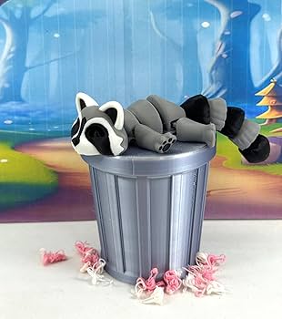 Amazon.com: 3D Printed Racoon with Trash Can, Articulated Racoon